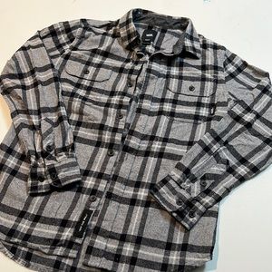 Boys Vans Black and Grey Flannel button down